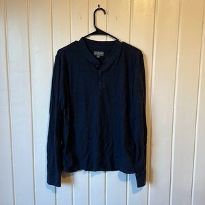 Mens LL Bean Signature Slim Fit Henley Blue Medium
